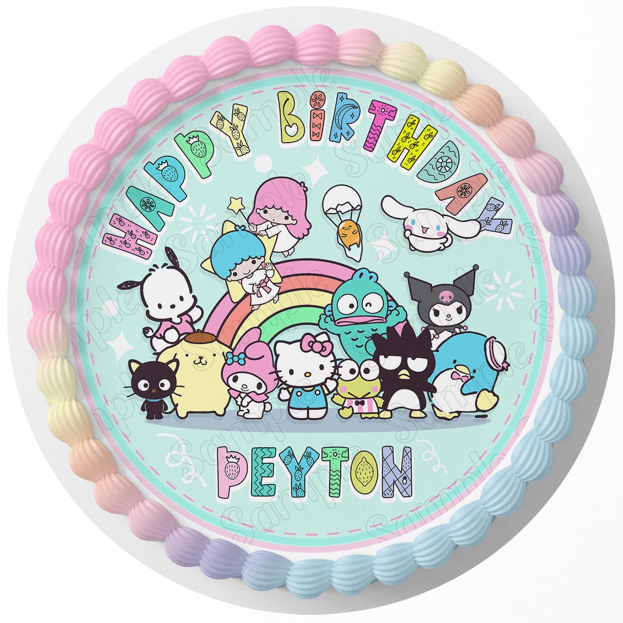 Sanrio Hello Kitty Friends Kuromi Melody Round – Icing Sheet Bir - Personalized Edible Cake Topper | Custom Icing Sheet | Birthday Cake Decoration