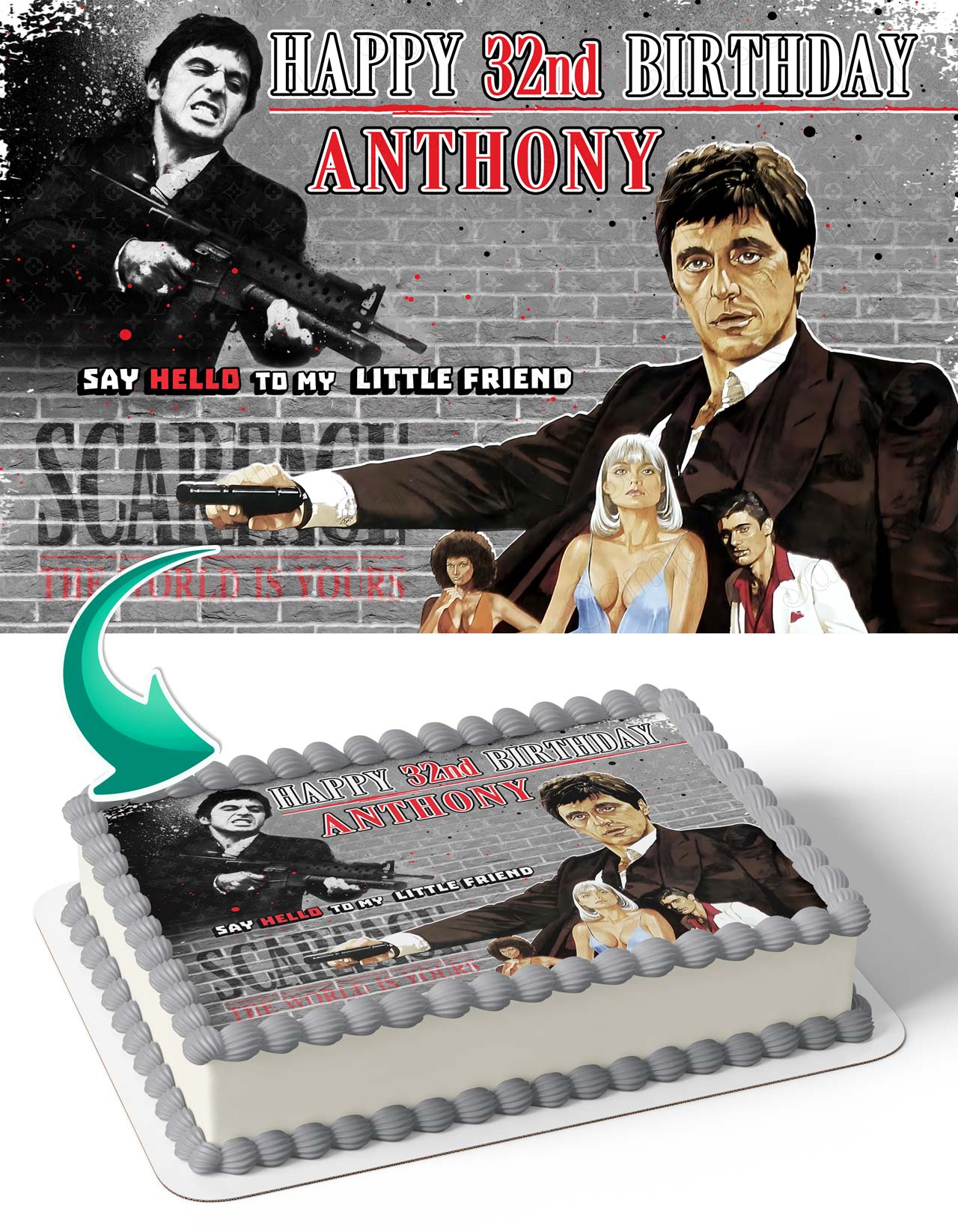 Scarface Tony Montana Al Pacino Edible Cake Topper