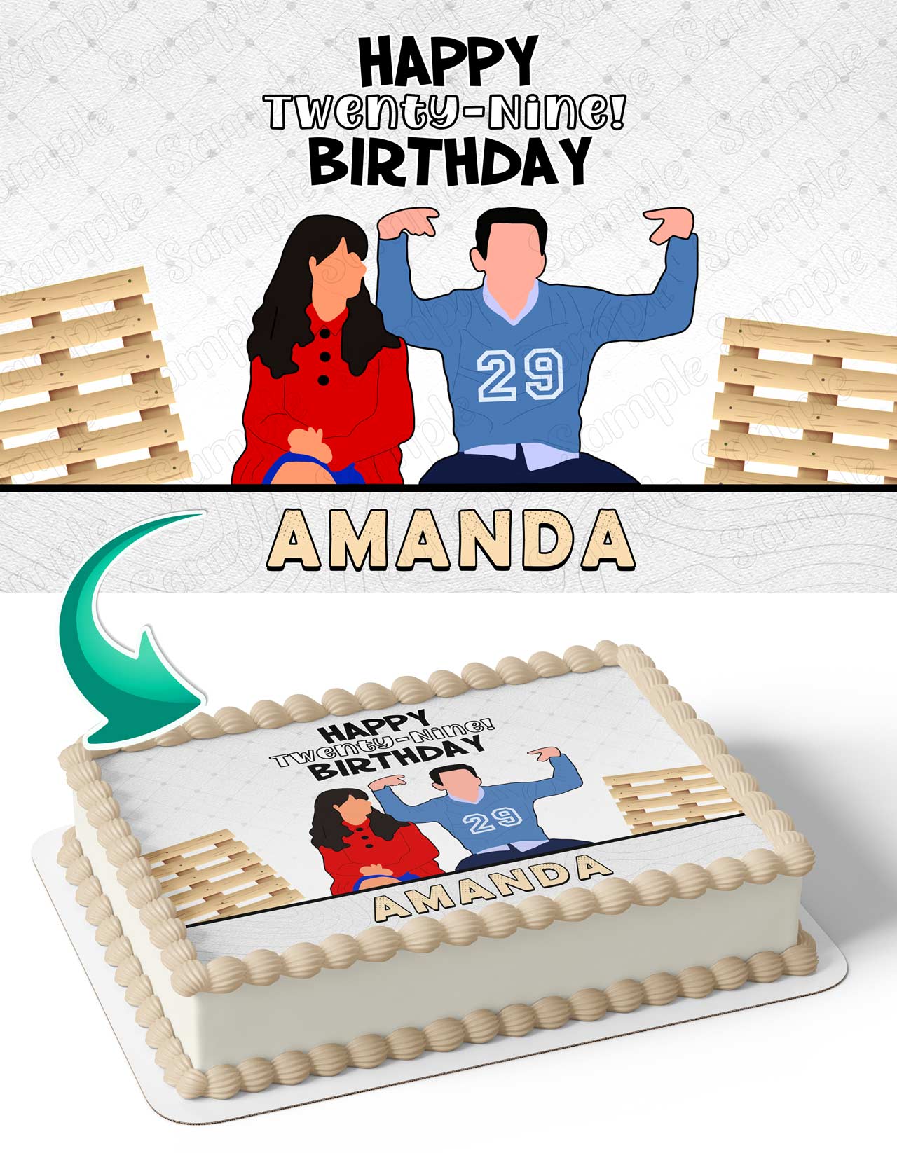 Schmidt 29 Birthday New Girl Jessday Edible Cake Topper