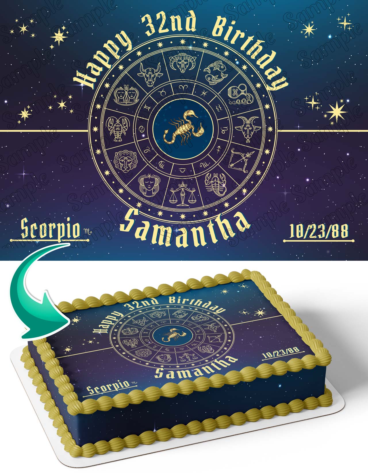 Scorpio Horoscope Astrology Zodiac Edible Cake Topper