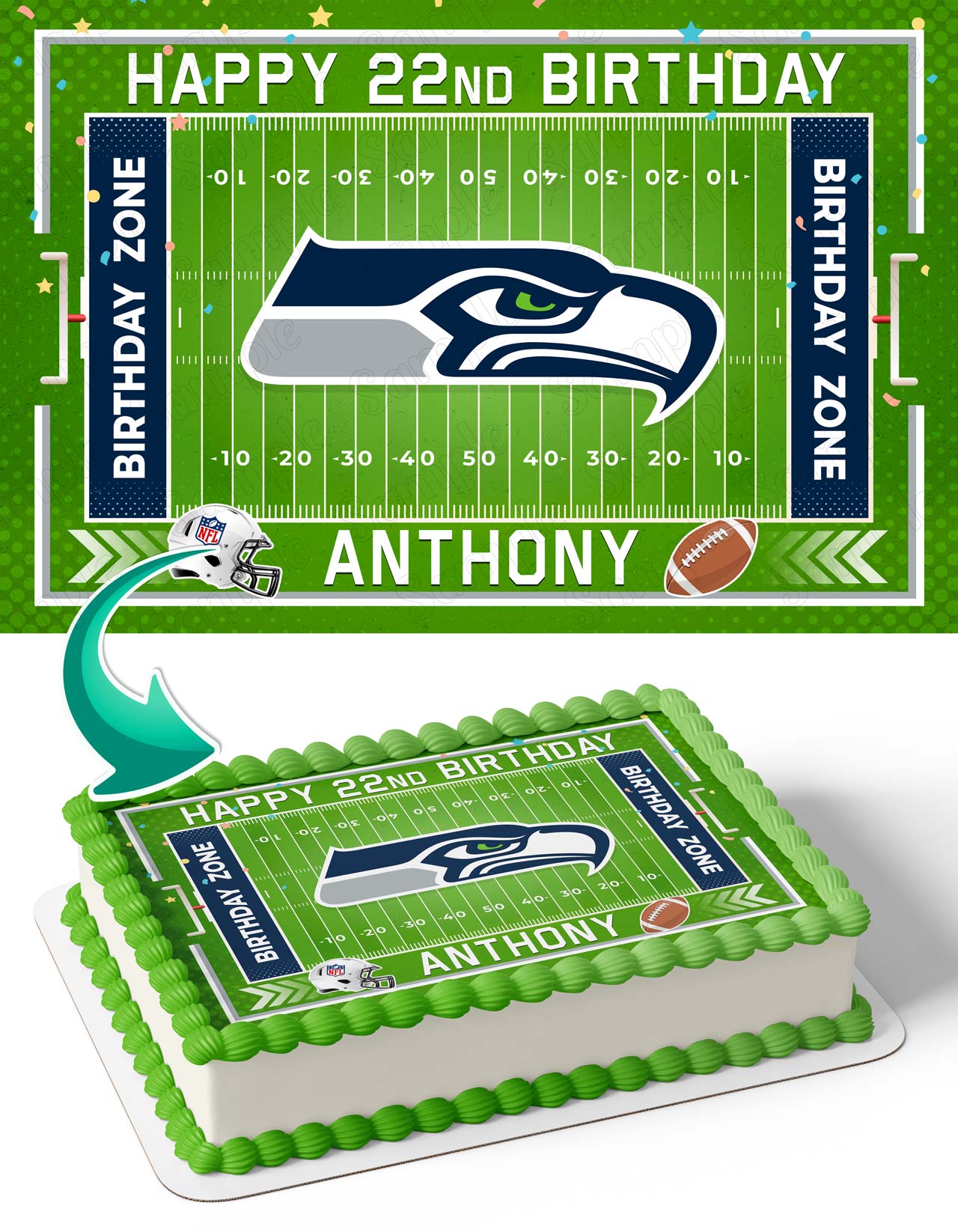 Seattle Seahawks STL Edible Cake Topper