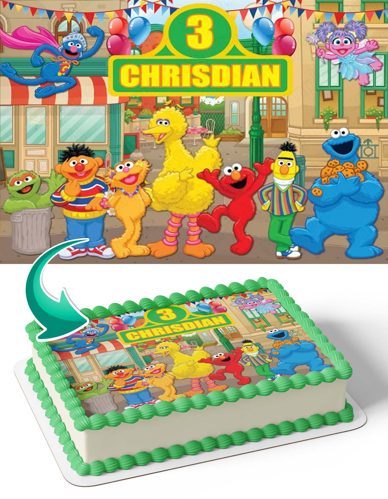 Sesame Street Brick Wall Friends Kids SSF Edible Cake Topper