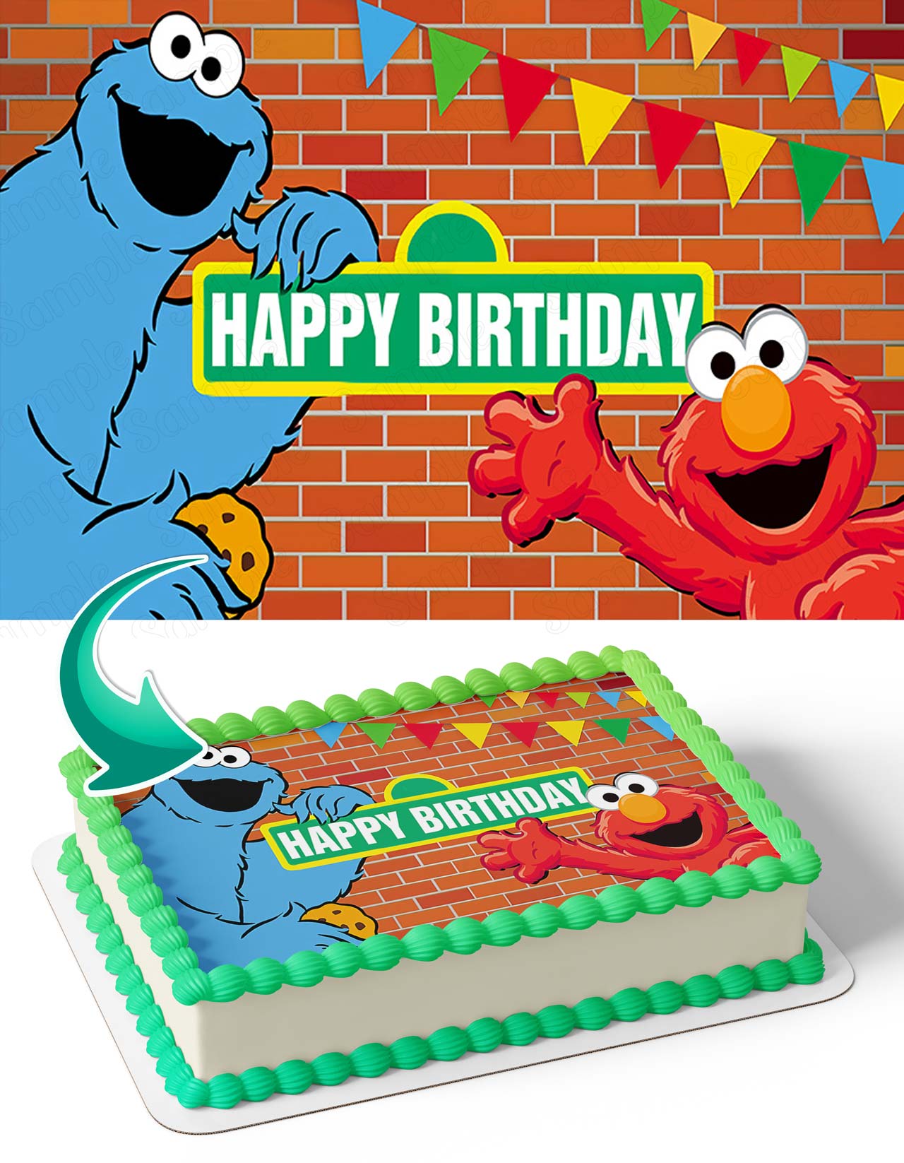 Sesame Street Elmo and Cookie Monster SEC Edible Cake Topper