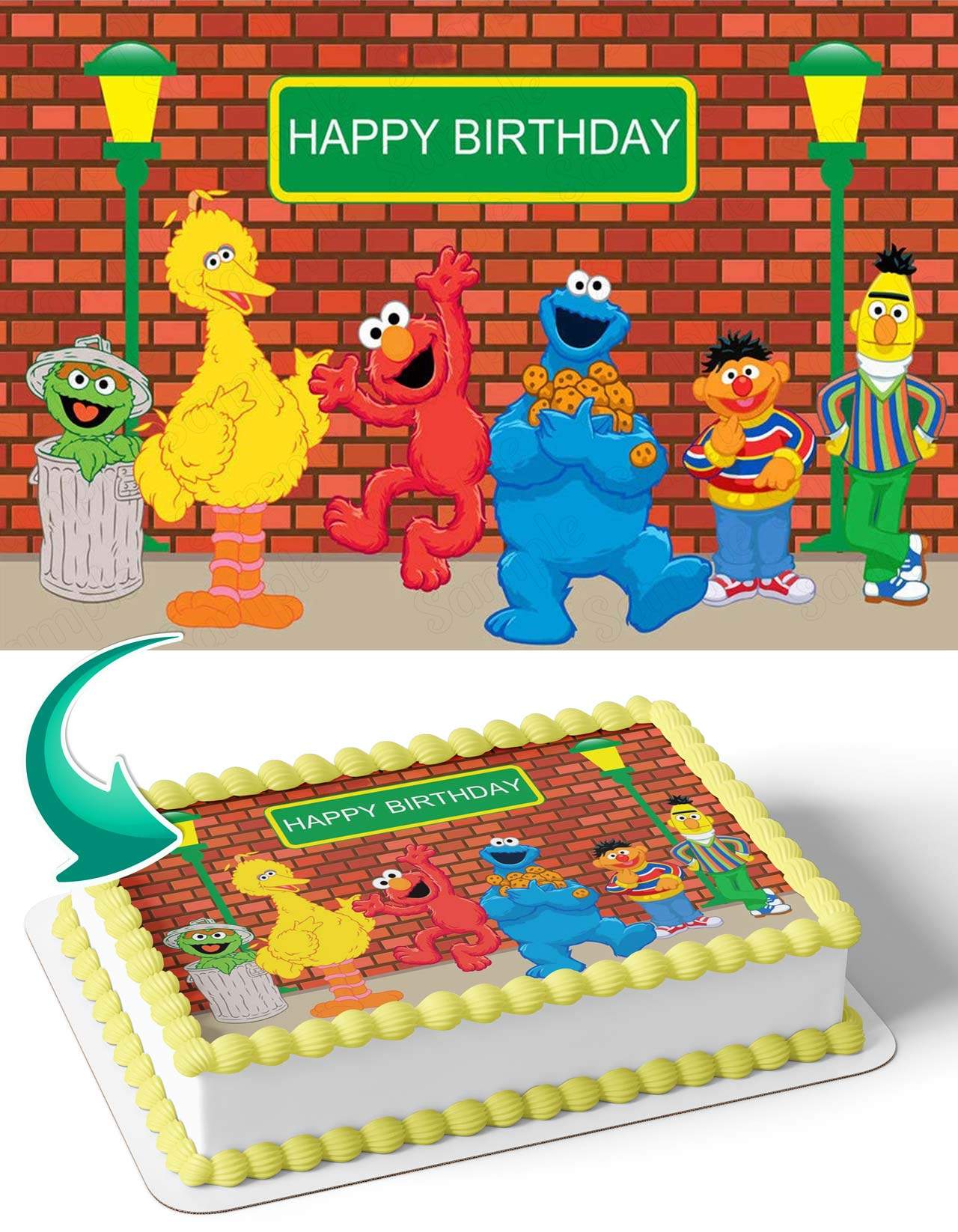 Sesame Street Elmo Cookie Monster SS Edible Cake Topper