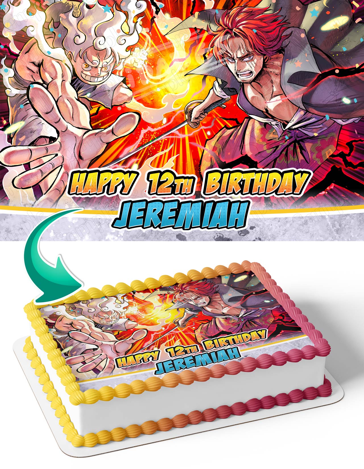 Shanks Monkey D Luffy Gear 5 Piece Kids Luffy Edible Cake Topper