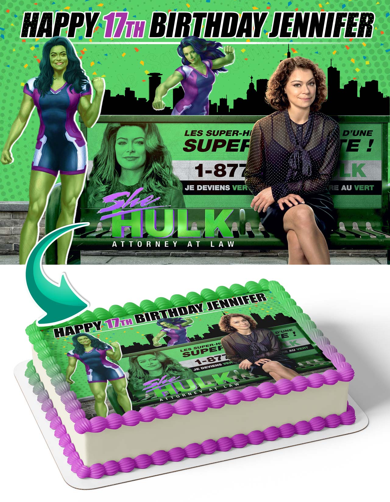She Hulk Edible Cake Topper