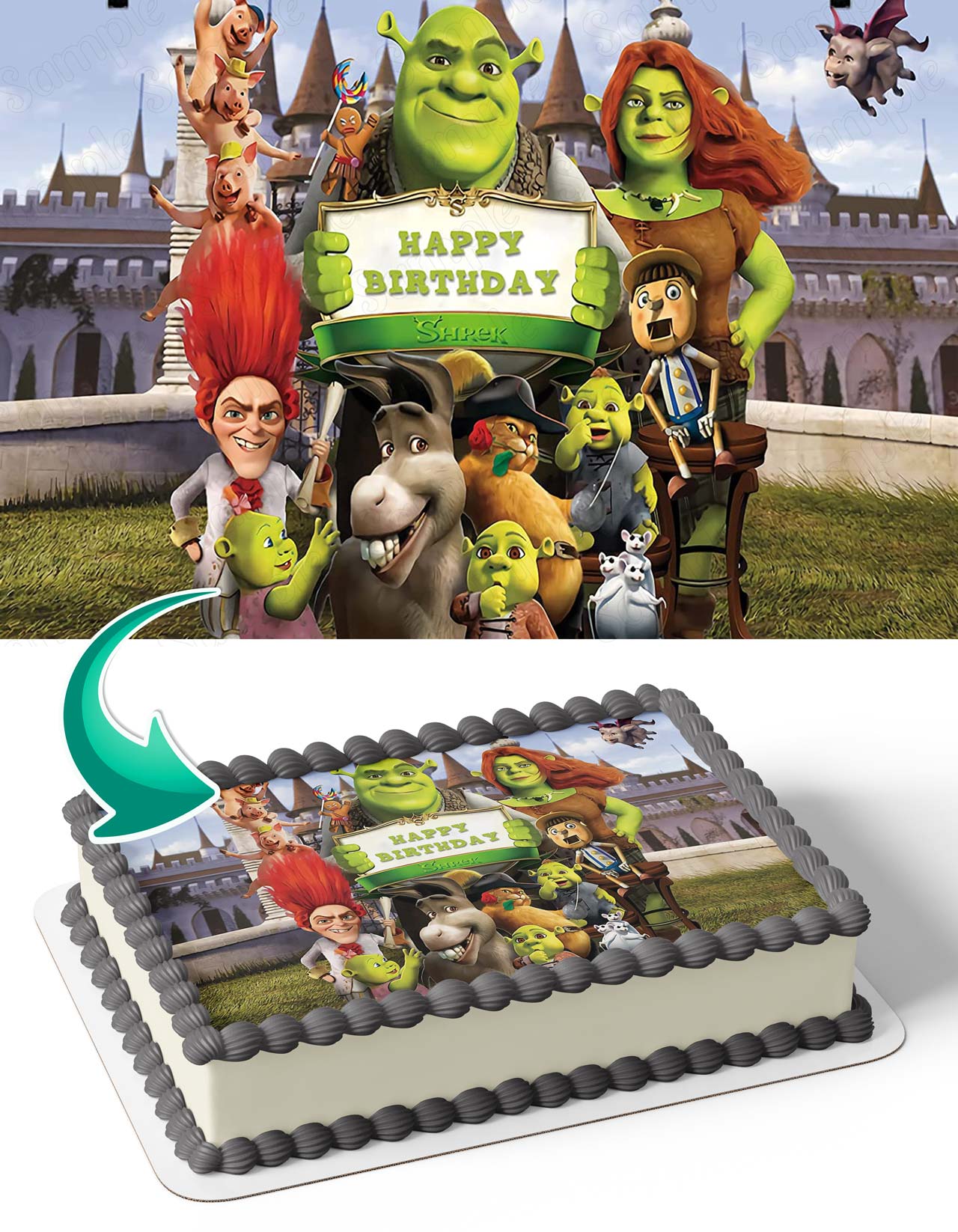 Shrek Family Kids Edible Cake Topper