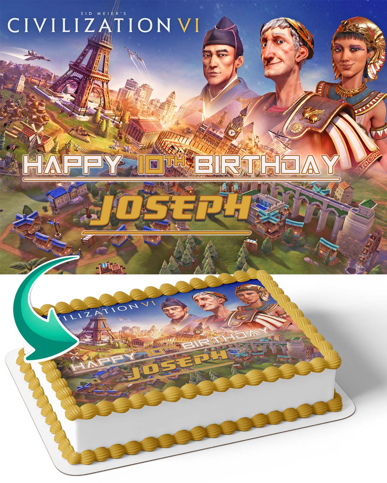 Sid Meiers Civilization VI Edible Cake Topper