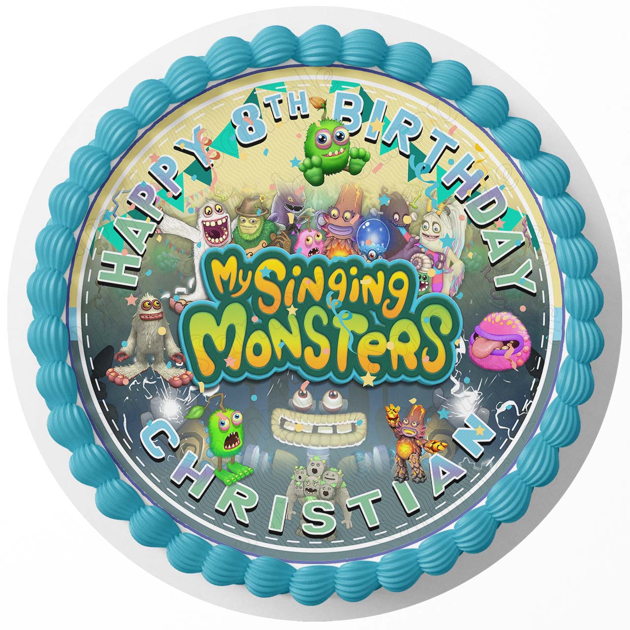 Singing Monster Round – Icing Sheet Birthday - Personalized Edible Cake Topper | Custom Icing Sheet | Birthday Cake Decoration | Photo Cake Image