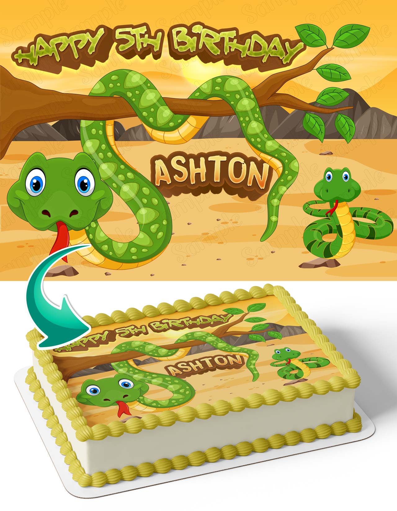 Snake kids Edible Cake Topper