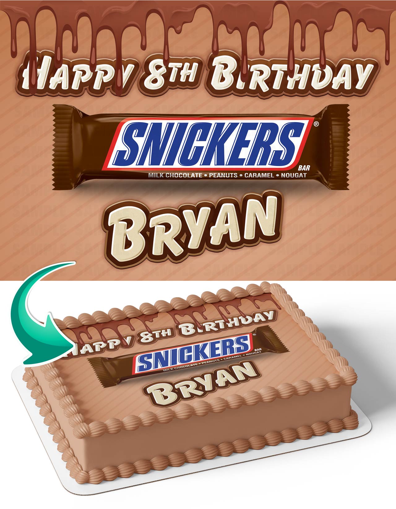 Snickers Chocolate Edible Cake Topper