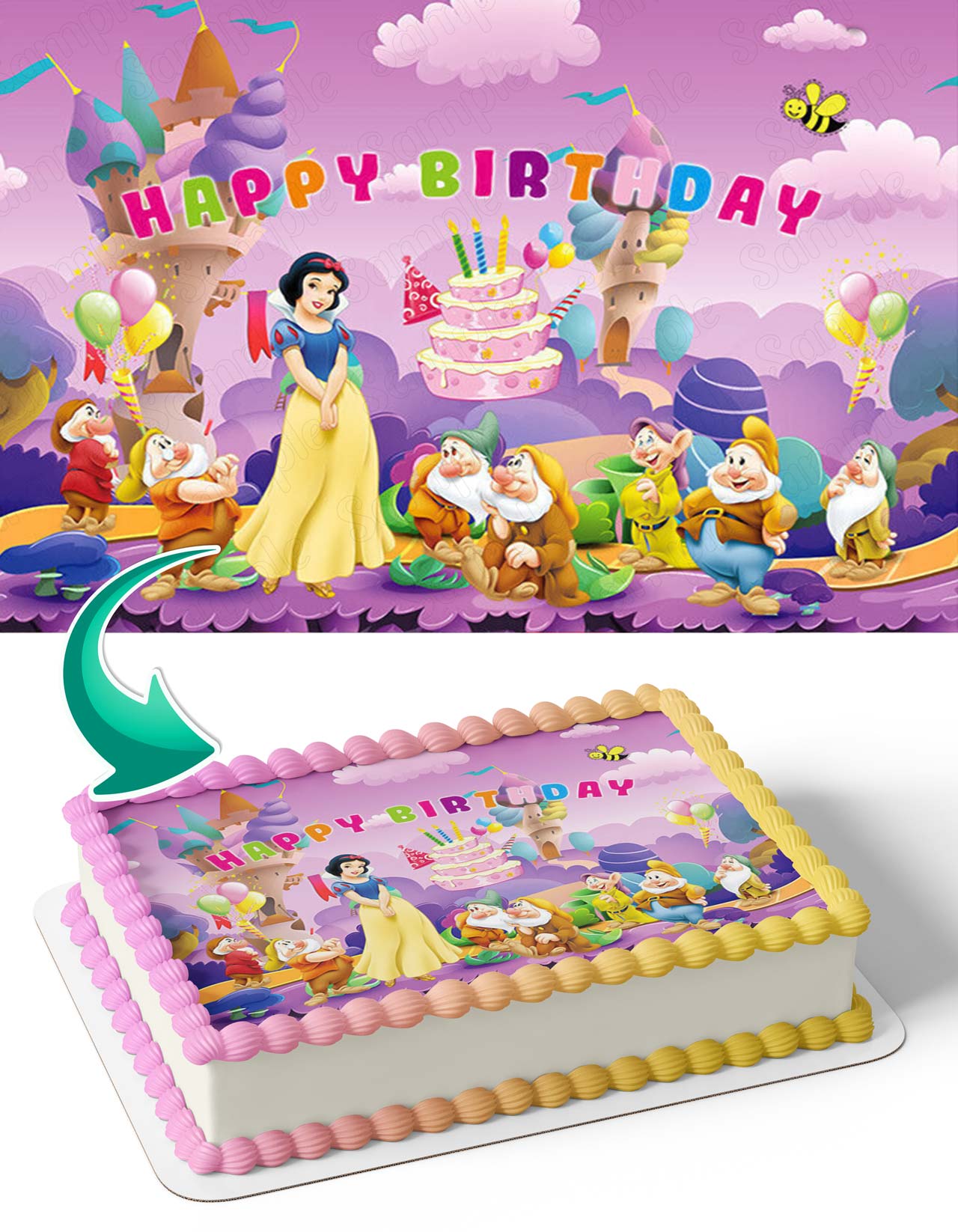 Snow White and the Seven Dwarfs Edible Cake Topper