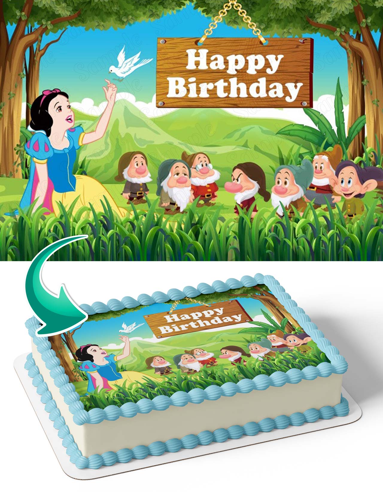 Snow White and the Seven Dwarfs SDT Edible Cake Topper