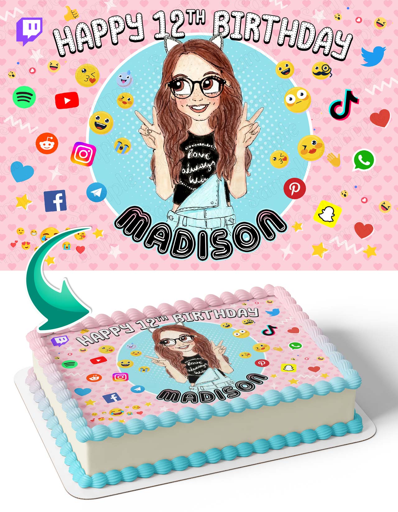 Social Media Girl Edible Cake Topper
