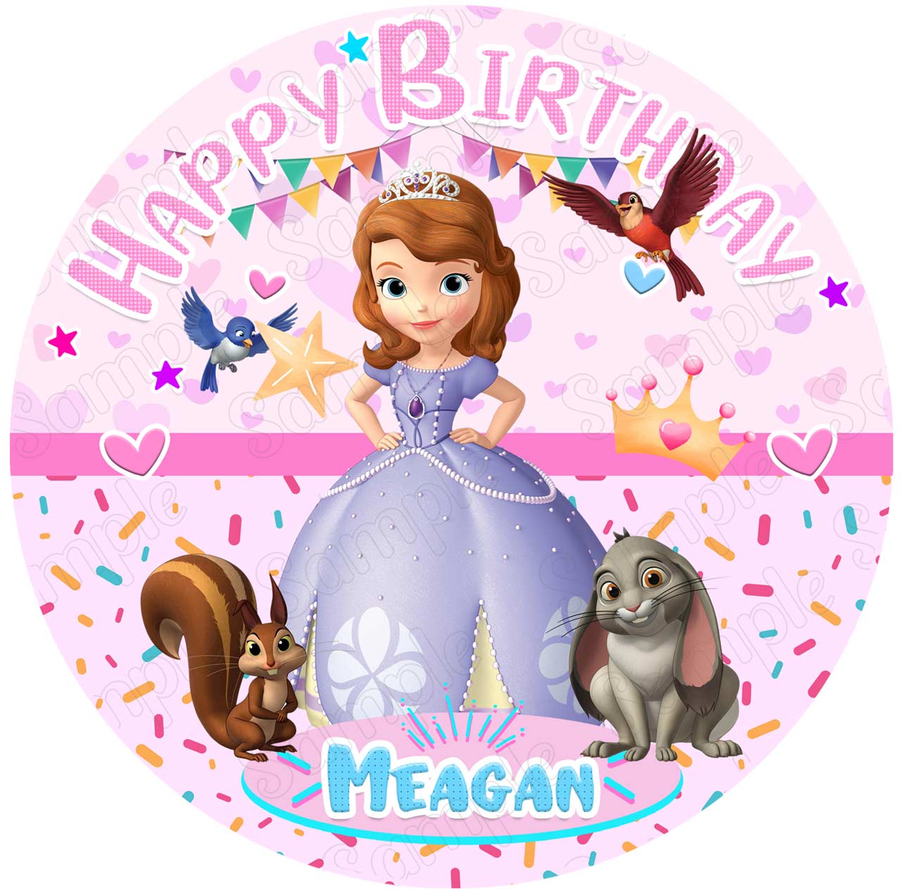 Sofia the First Round – Icing Sheet Birthday - Personalized Edible Cake Topper | Custom Icing Sheet | Birthday Cake Decoration | Photo Cake Image