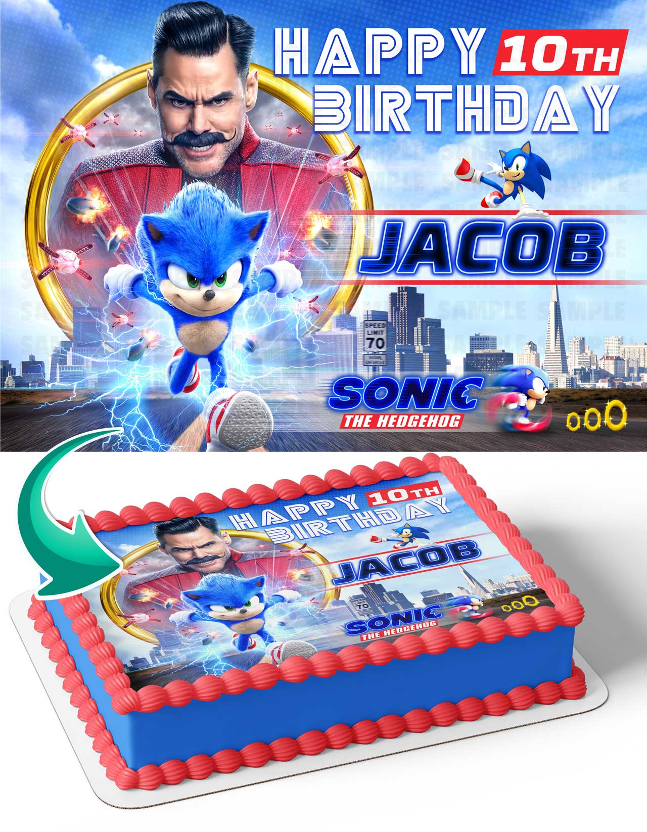 Sonik Kids Fast the Hedgehog SHD Edible Cake Topper