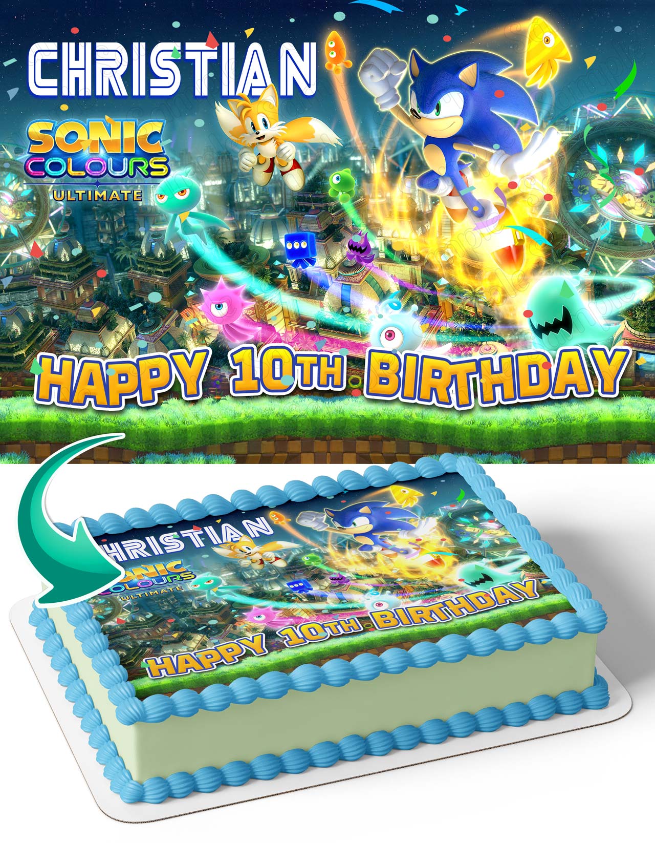 Sonic Kids Fast Colors Ultimate Edible Cake Topper