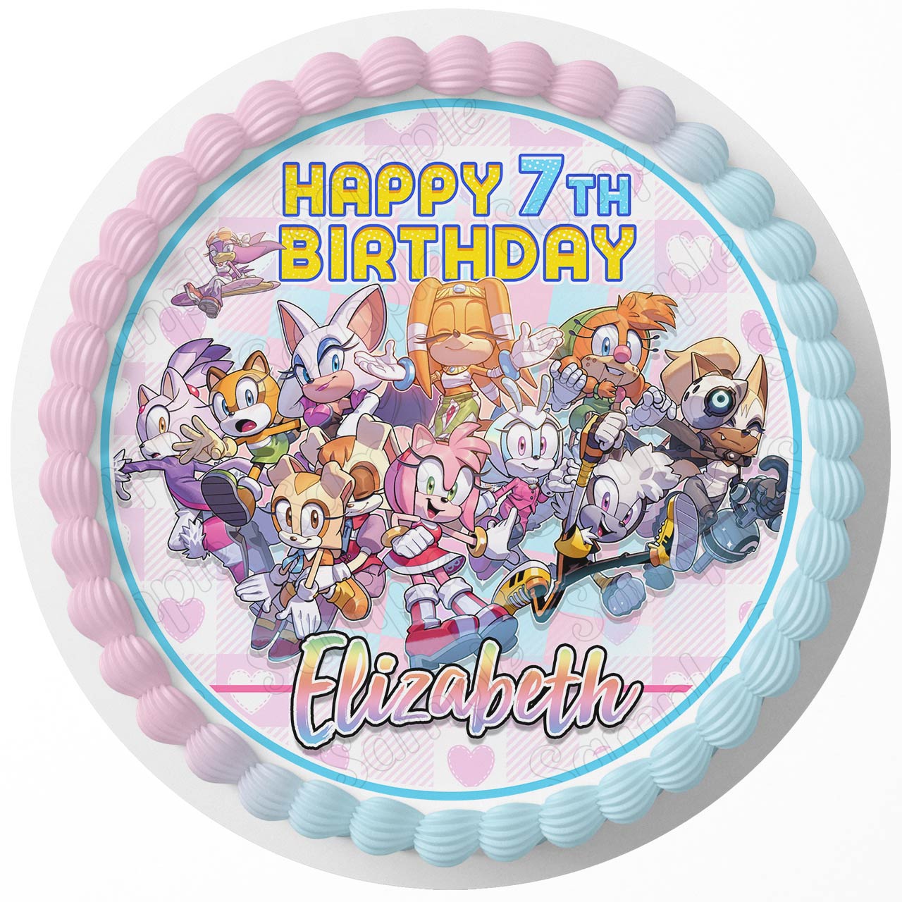 Sonix Girls Round – Icing Sheet Birthday - Personalized Edible Cake Topper | Custom Icing Sheet | Birthday Cake Decoration | Photo Cake Image