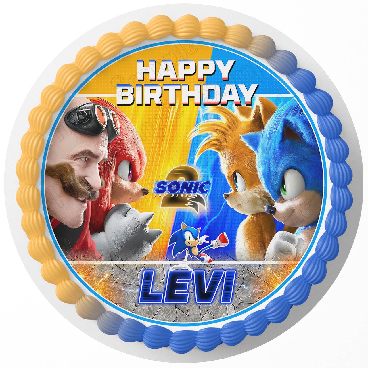 Sonic the Hedgehog 2 Round – Icing Sheet Birthday - Personalized Edible Cake Topper | Custom Icing Sheet | Birthday Cake Decoration