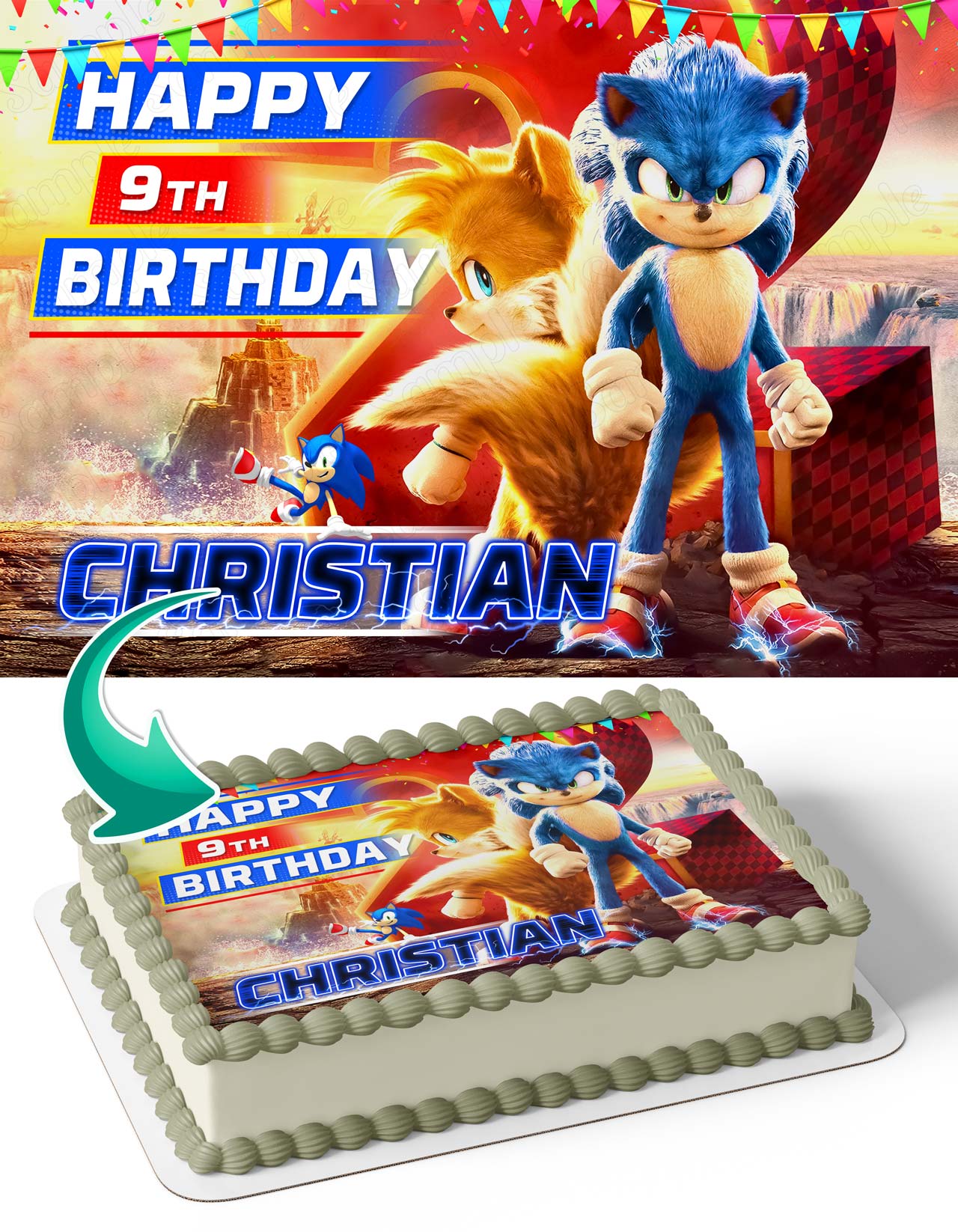 Sonic Kids Fast the Hedgehog II Themed KL Edible Cake Topper