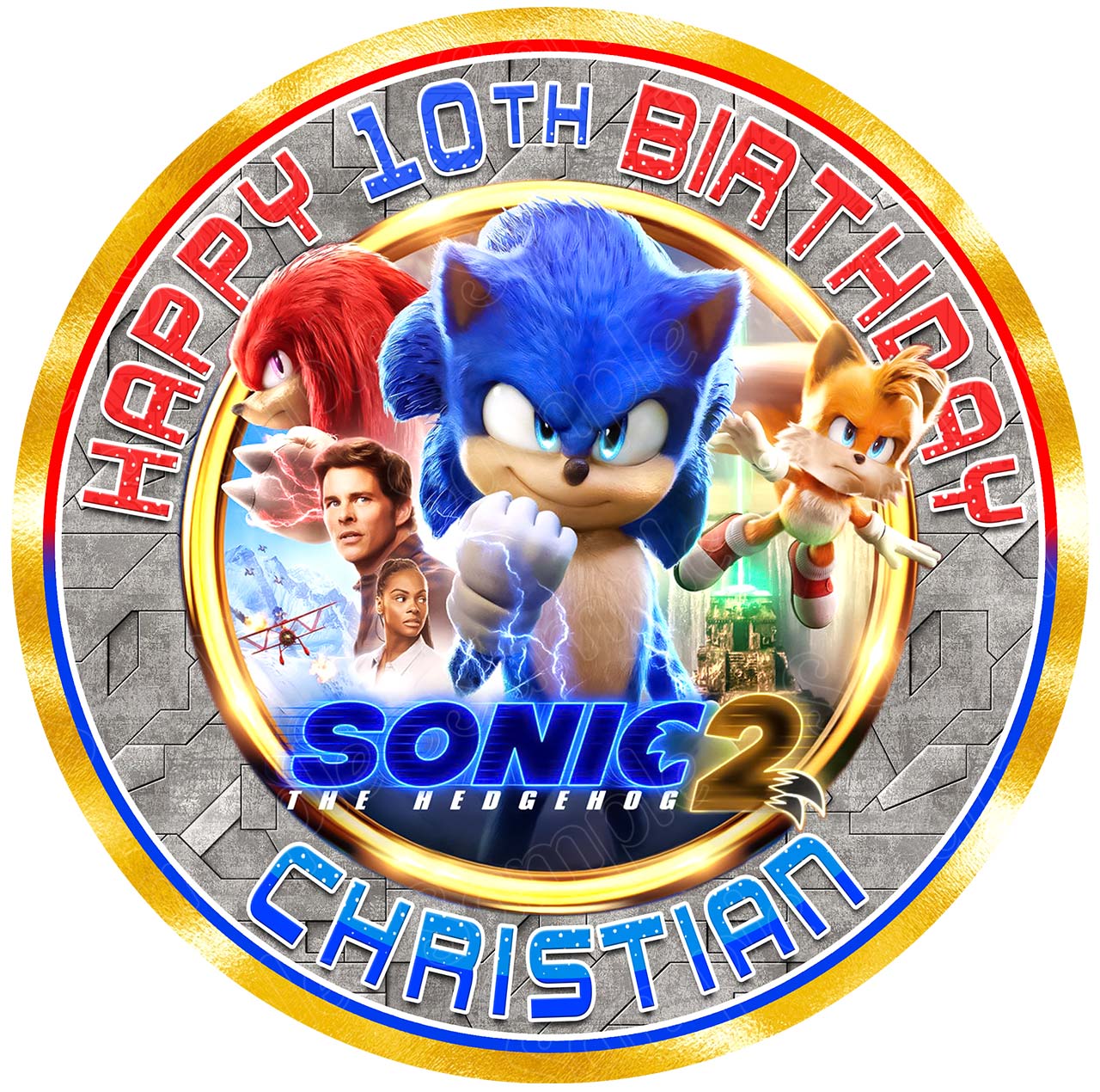 Sonix the Hedgehog II Themed Round – Icing Sheet Birthday - Personalized Edible Cake Topper | Custom Icing Sheet | Birthday Cake Decoration