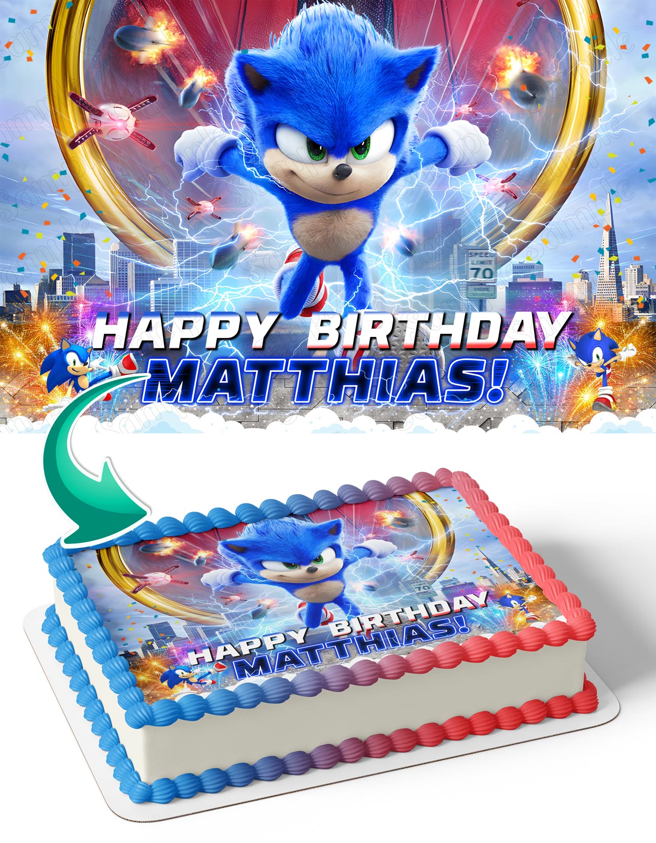 Sonic Kids Fast the Hedgehog S1 Edible Cake Topper