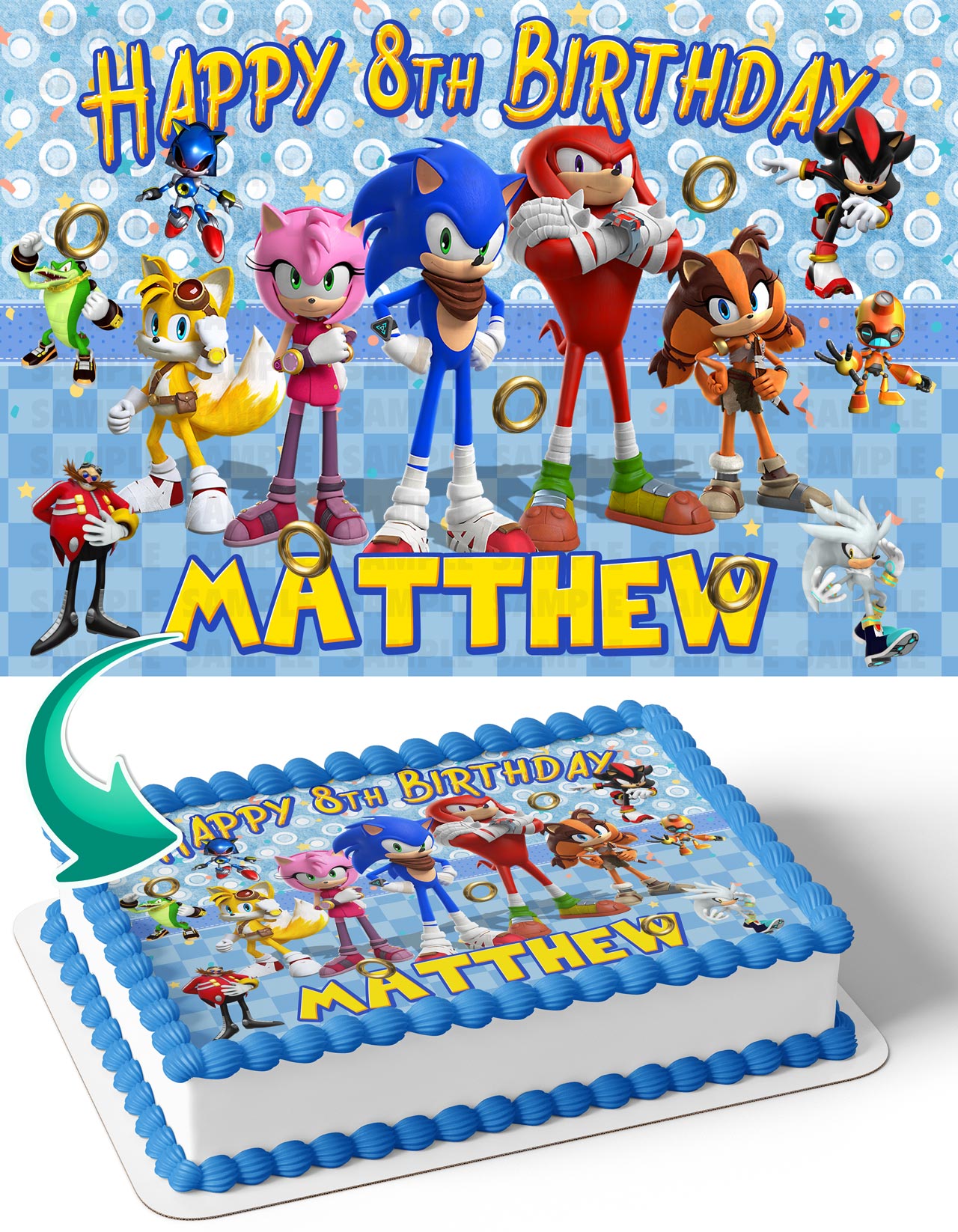 Sonik Kids Fast X Edible Cake Topper