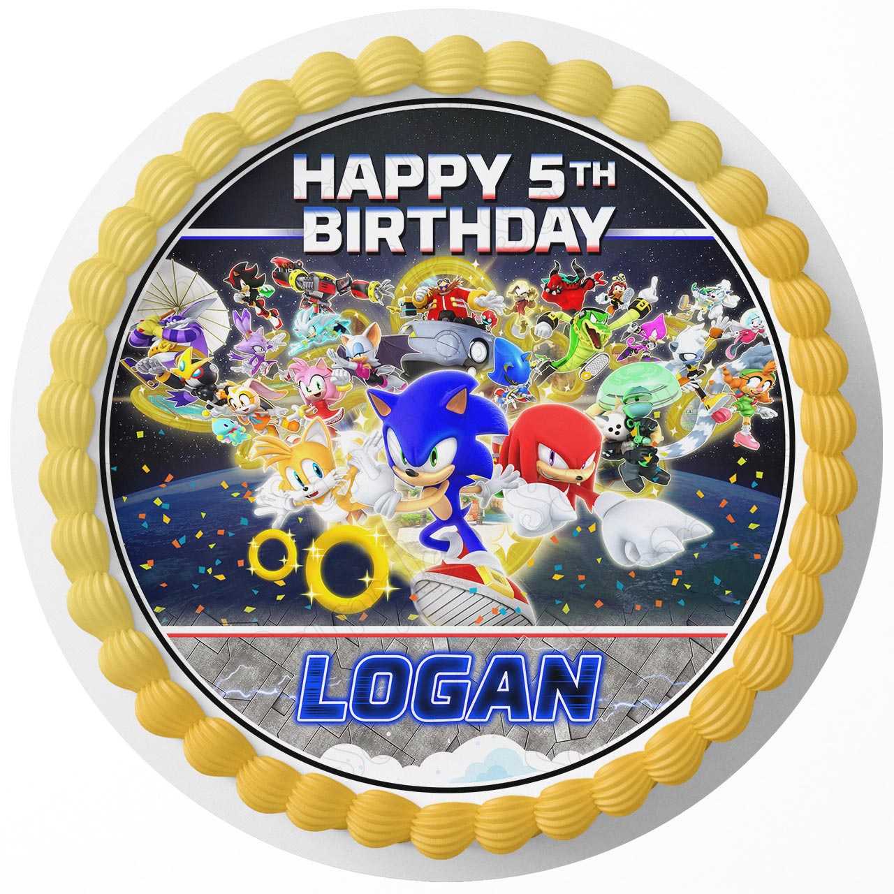 Sonix X Round – Icing Sheet Birthday - Personalized Edible Cake Topper | Custom Icing Sheet | Birthday Cake Decoration | Photo Cake Image