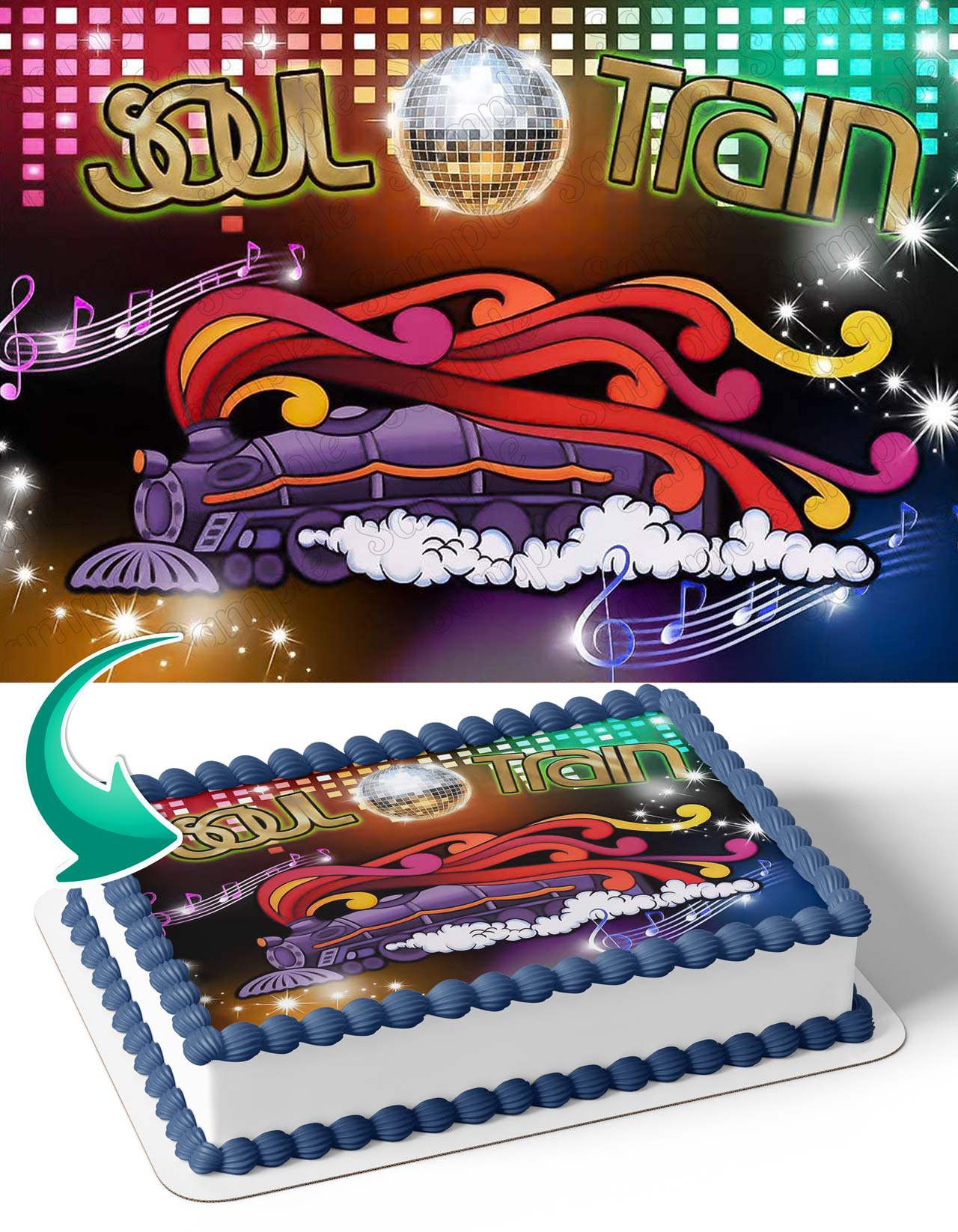 Soul Train 70s Birthday Edible Cake Topper