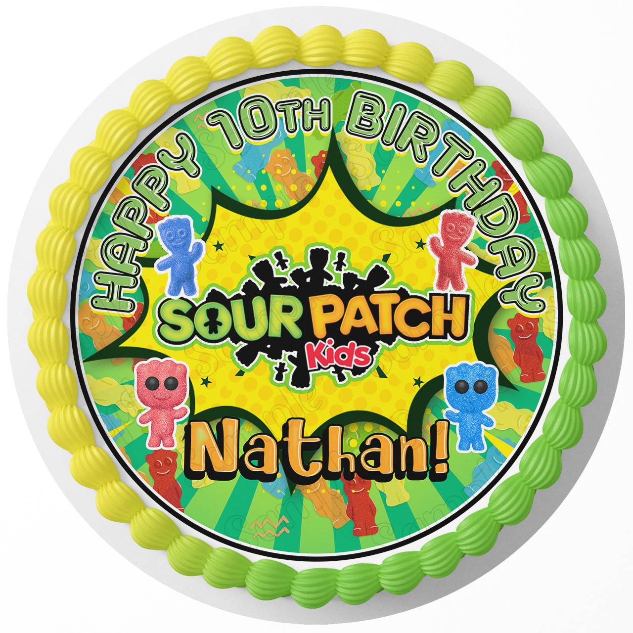 Candy Sour Kids Fun Round – Icing Sheet Birthday - Personalized Edible Cake Topper | Custom Icing Sheet | Birthday Cake Decoration