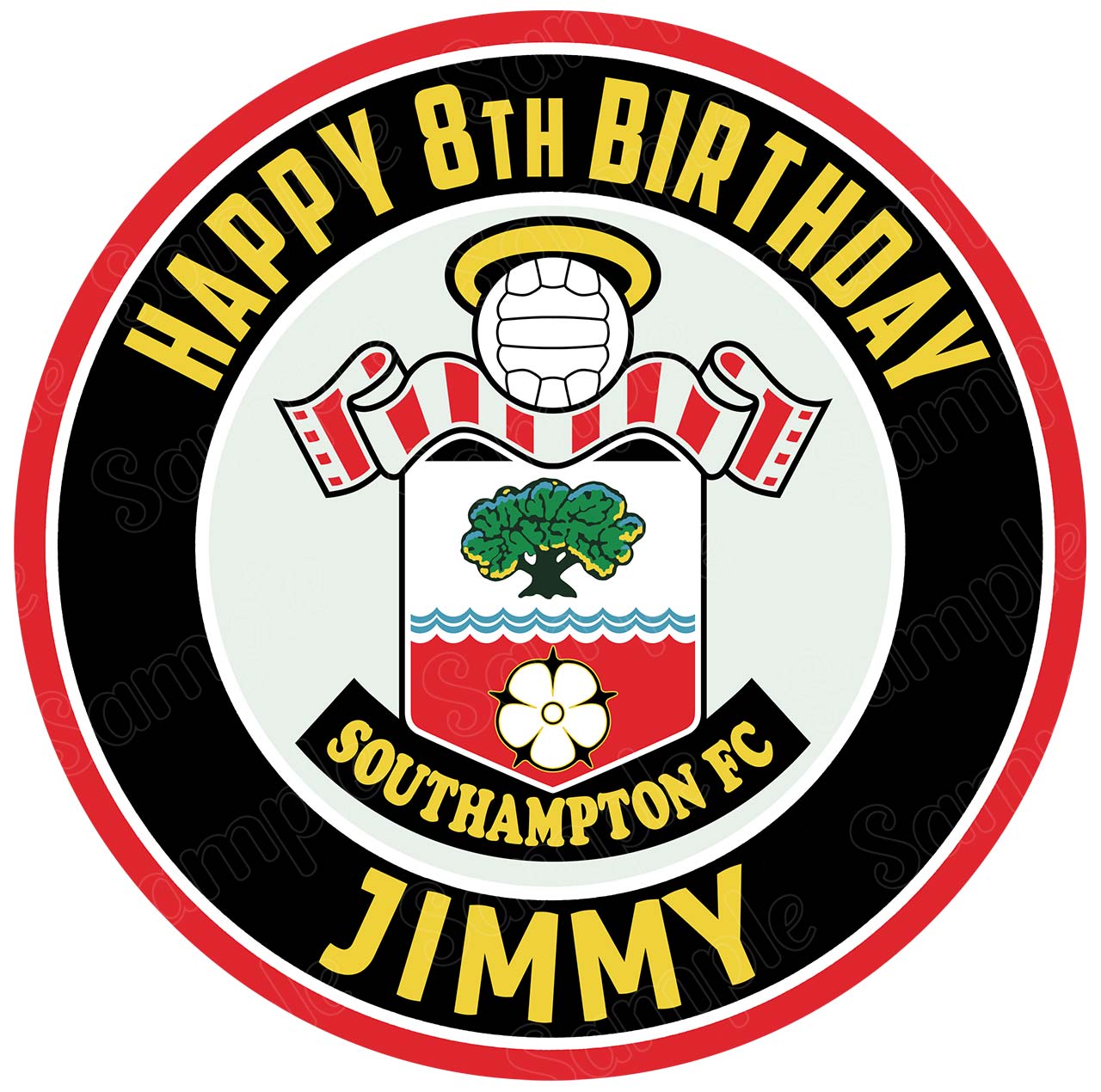 Southampton FC Round – Icing Sheet Birthday - Personalized Edible Cake Topper | Custom Icing Sheet | Birthday Cake Decoration | Photo Cake Image