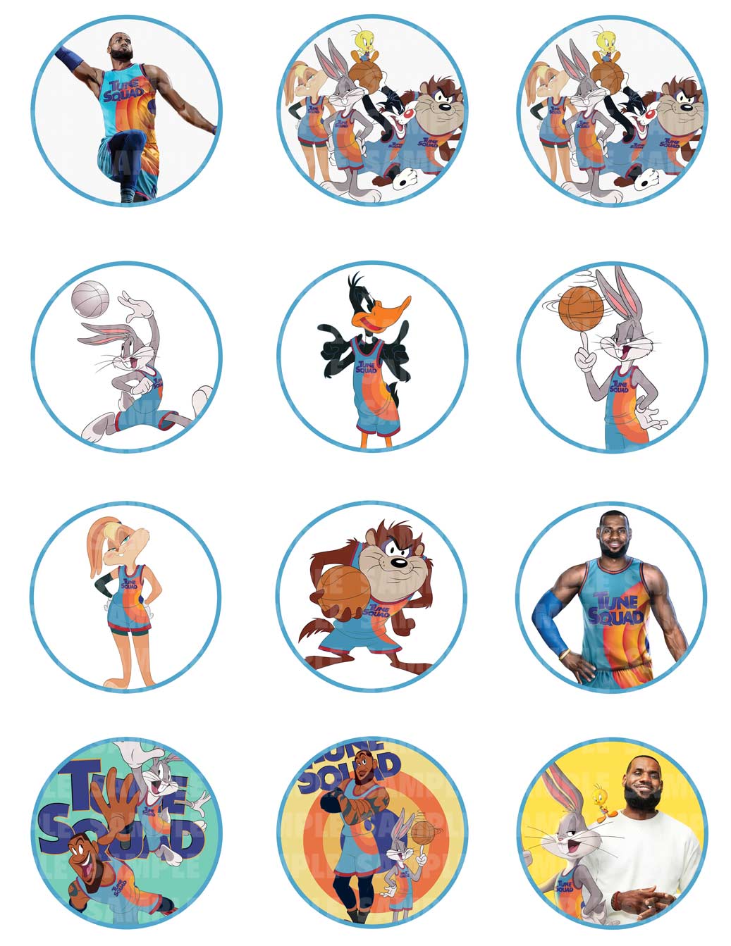 Space Jam A New Legacy Edible Cupcake Toppers – Round Icing Sheet - Edible Cake Topper | Icing Sheet | Birthday Cake Decoration