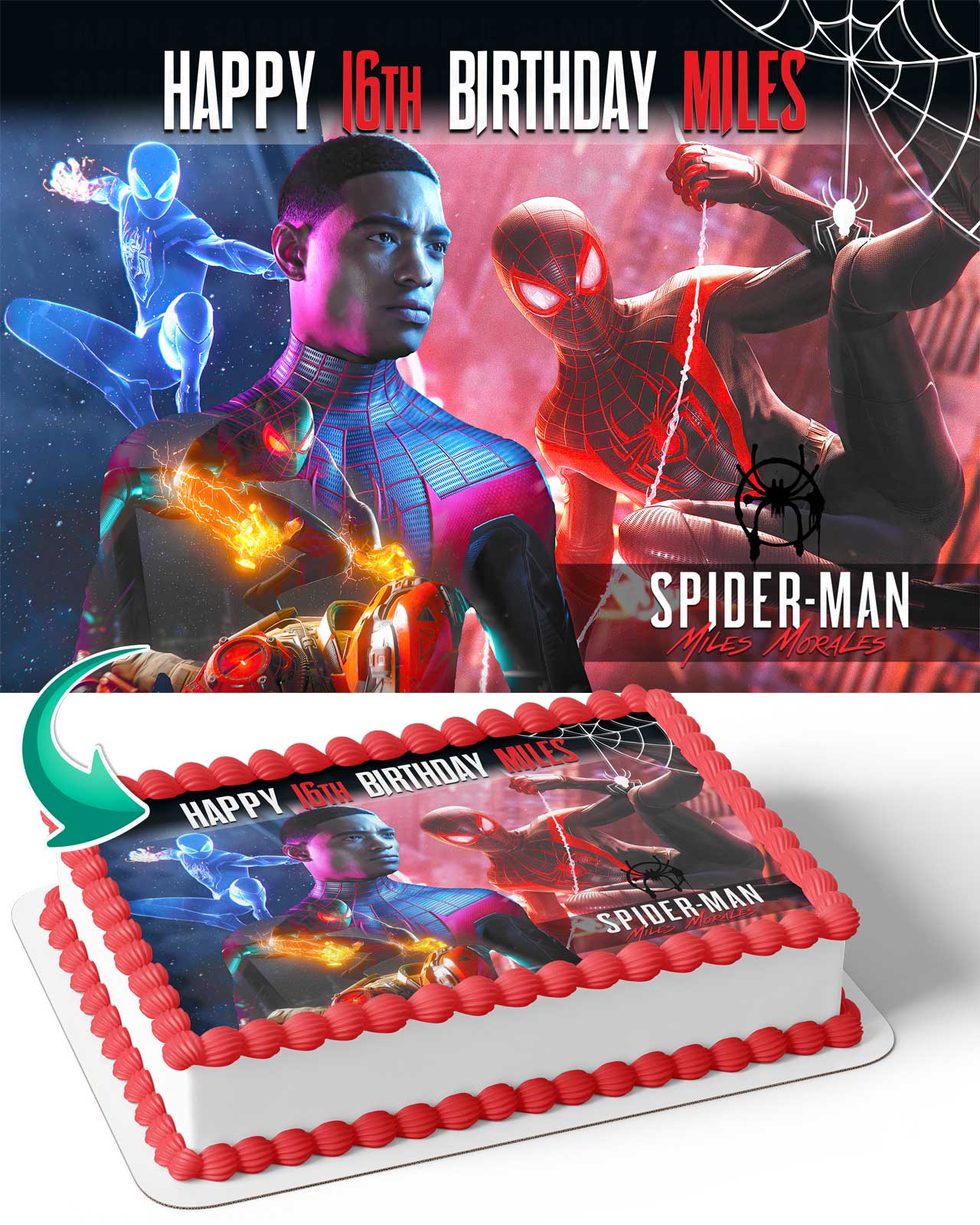 Spider Miles Morales Edible Cake Topper