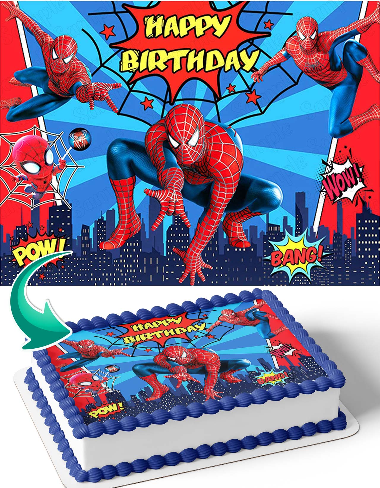 Spider Super Heroe Web HG Edible Cake Topper