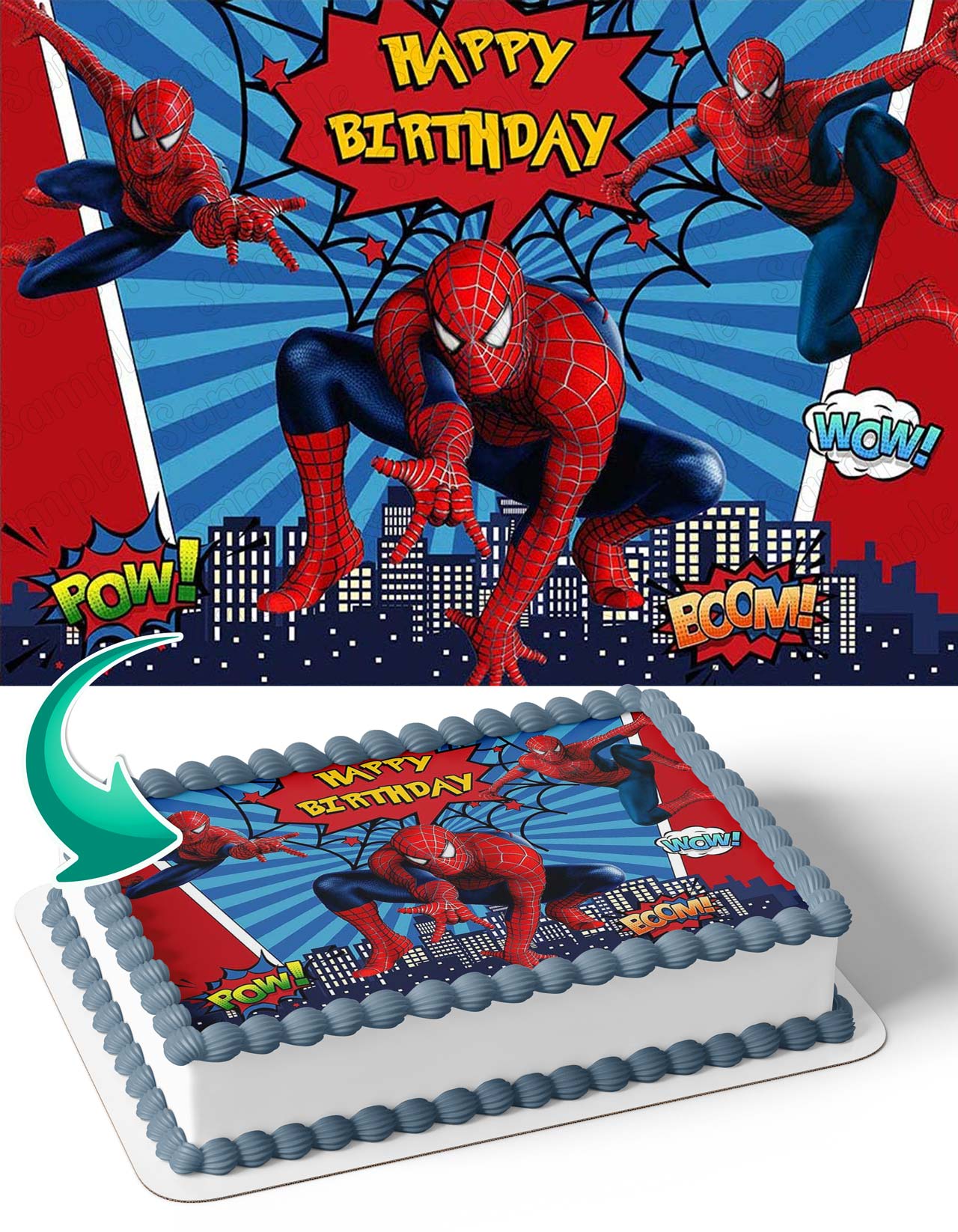 Spider Super Heroe Web SP Edible Cake Topper