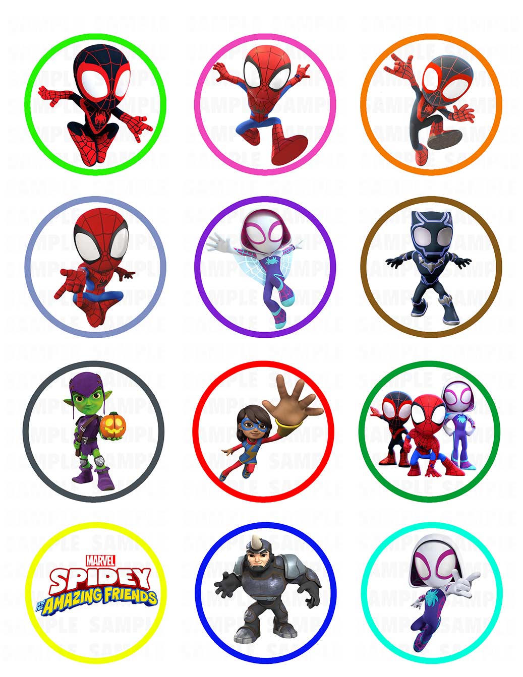 Spidey and Amazing Friends Spider Edible Cupcake Toppers – Round - Edible Cake Topper | Icing Sheet | Birthday Cake Decoration