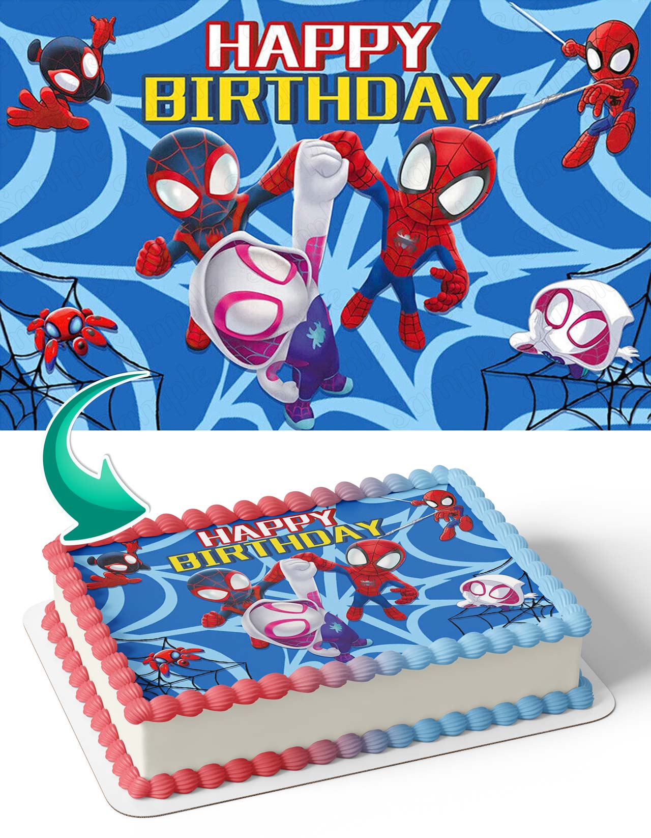 Spider Kids Friends Web Friends BB Edible Cake Topper