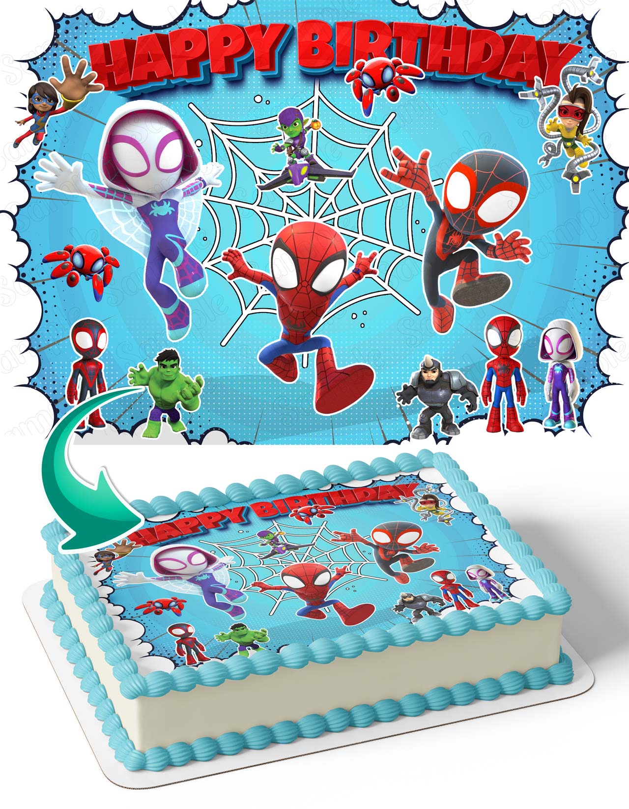 Spider Kids Friends Web Friends P Edible Cake Topper