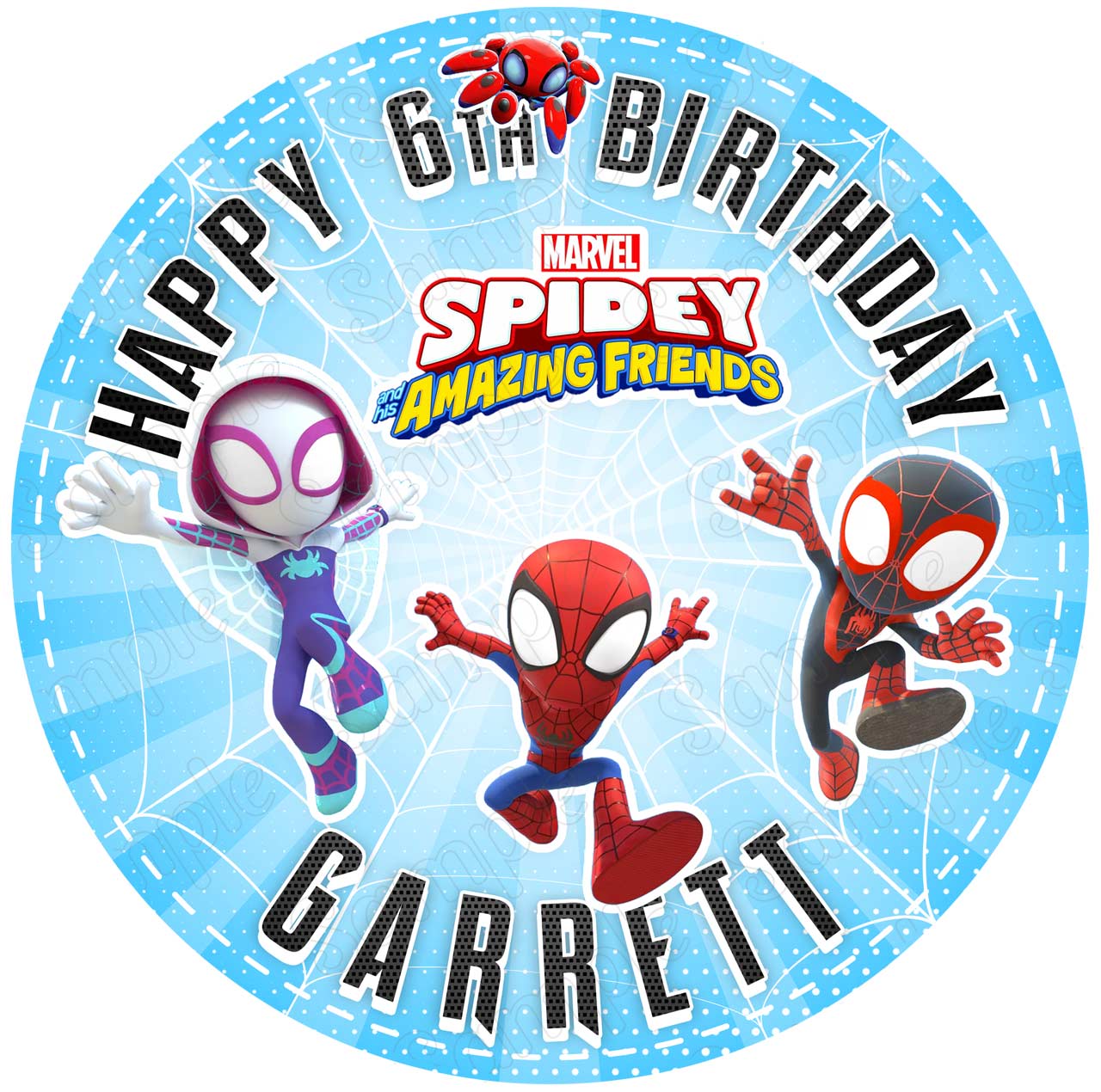 Spidey Spider Kids Friends Web Friends Round – Icing Sheet Birthday - Personalized Edible Cake Topper | Custom Icing Sheet | Birthday Cake Decoration