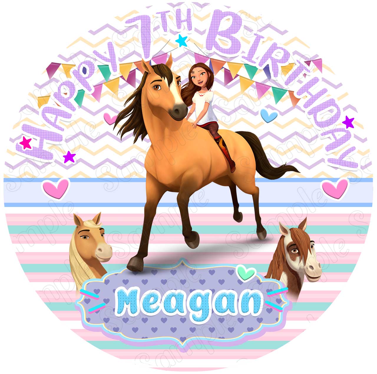 Spirit Riding Free PLM Round – Icing Sheet Birthday - Personalized Edible Cake Topper | Custom Icing Sheet | Birthday Cake Decoration