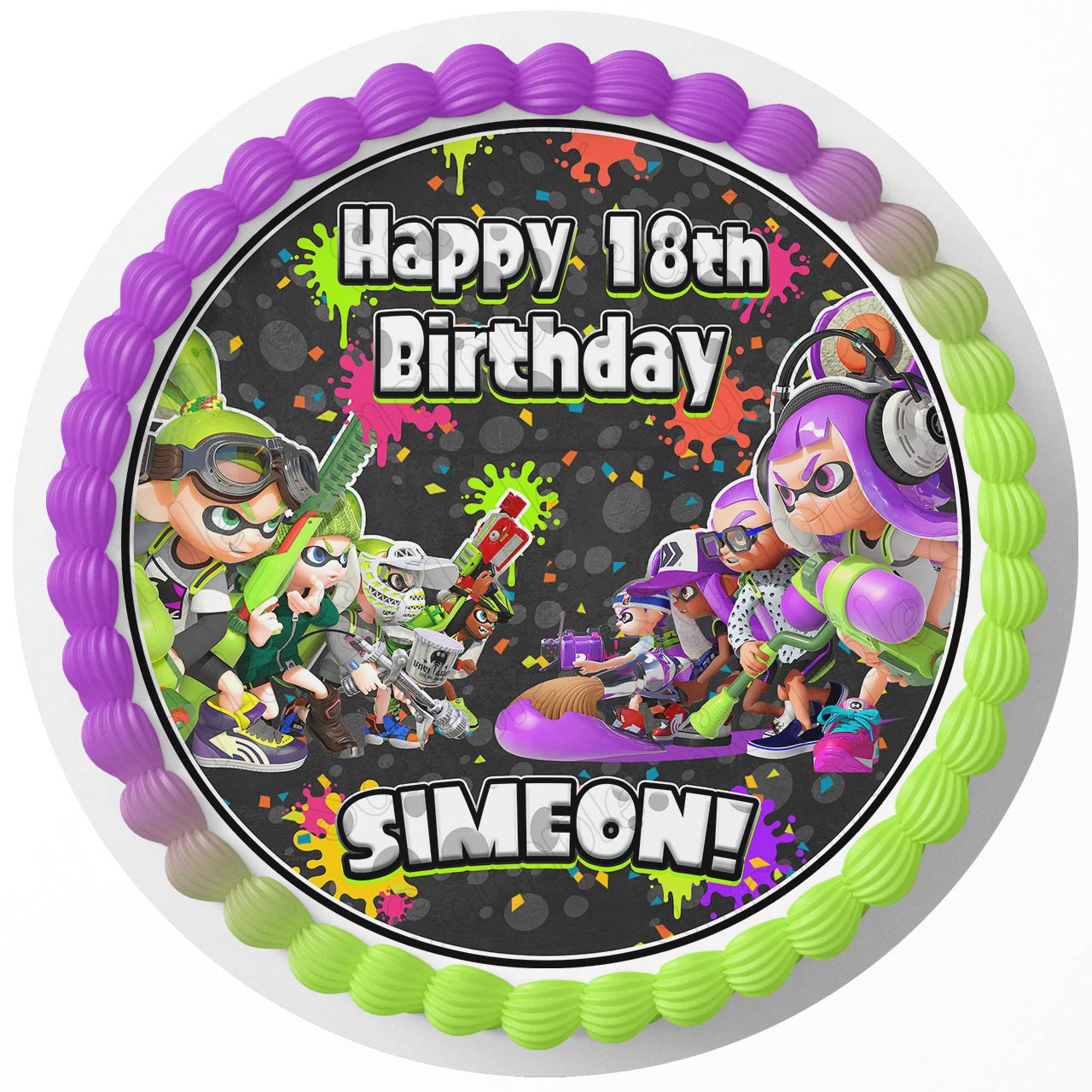 Splatoon Kids Fun Game Round – Icing Sheet Birthday - Personalized Edible Cake Topper | Custom Icing Sheet | Birthday Cake Decoration