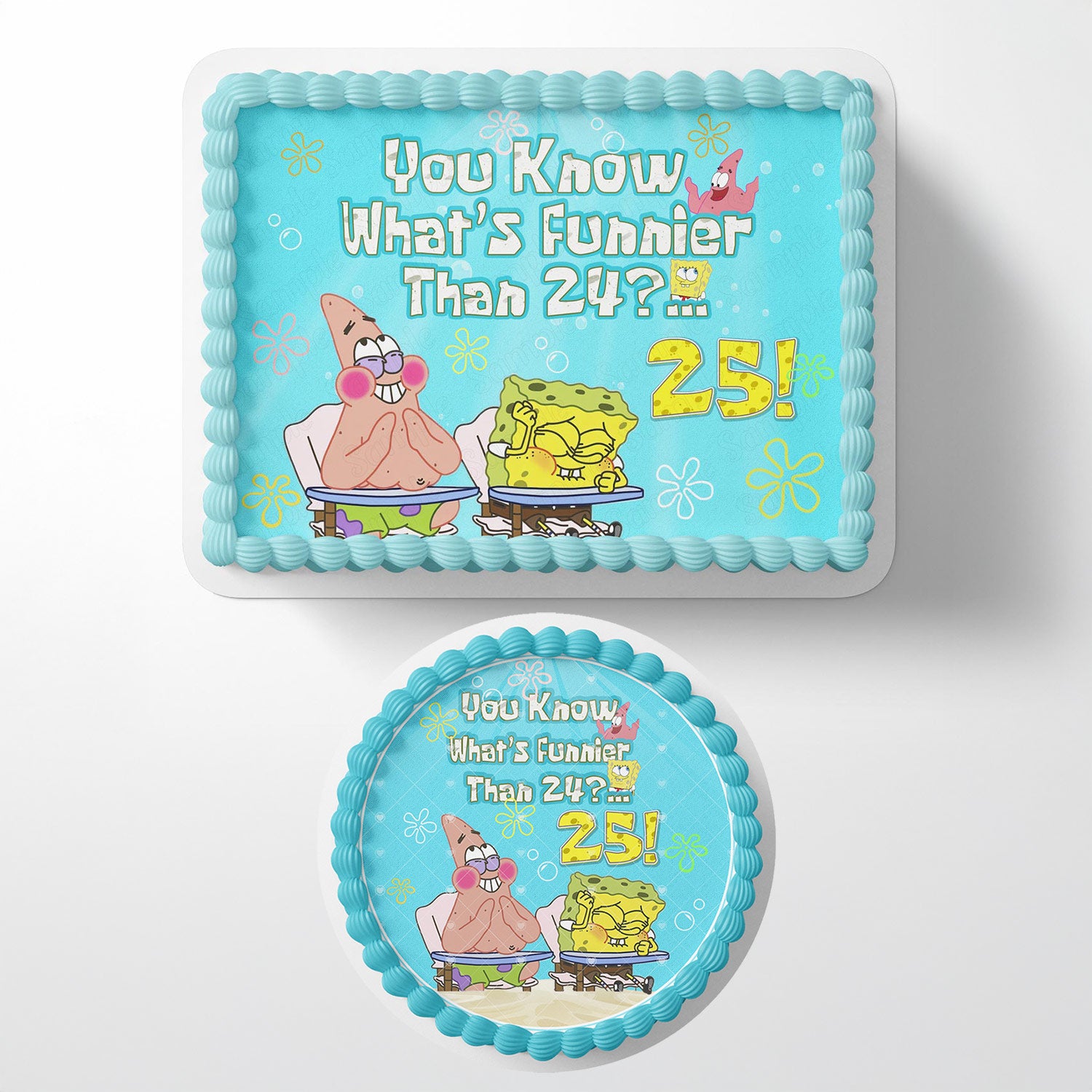 Spongebob Funnier than 24 25 – Icing Sheet - Personalized Edible Cake Topper | Custom Icing Sheet | Birthday Cake Decoration | Photo Cake Image