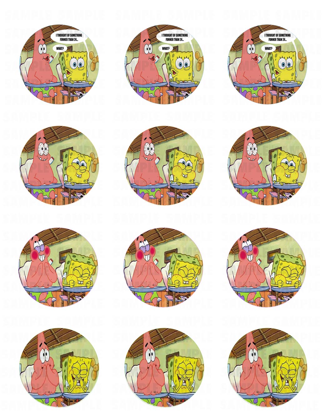 Spongebob Funnier than 24 Edible Cupcake Toppers – Round Icing Sheet - Edible Cake Topper | Icing Sheet | Birthday Cake Decoration