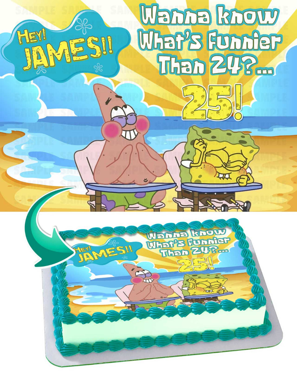 Square Pants Boy Whats Funnier than 24 BSP Edible Cake Topper