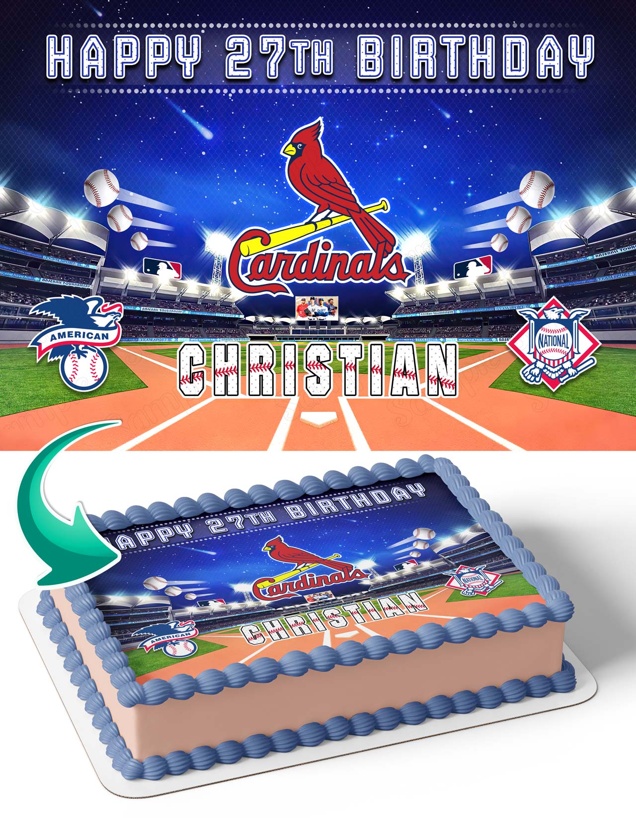 St Louis Cardinals Baseball Edible Cake Topper