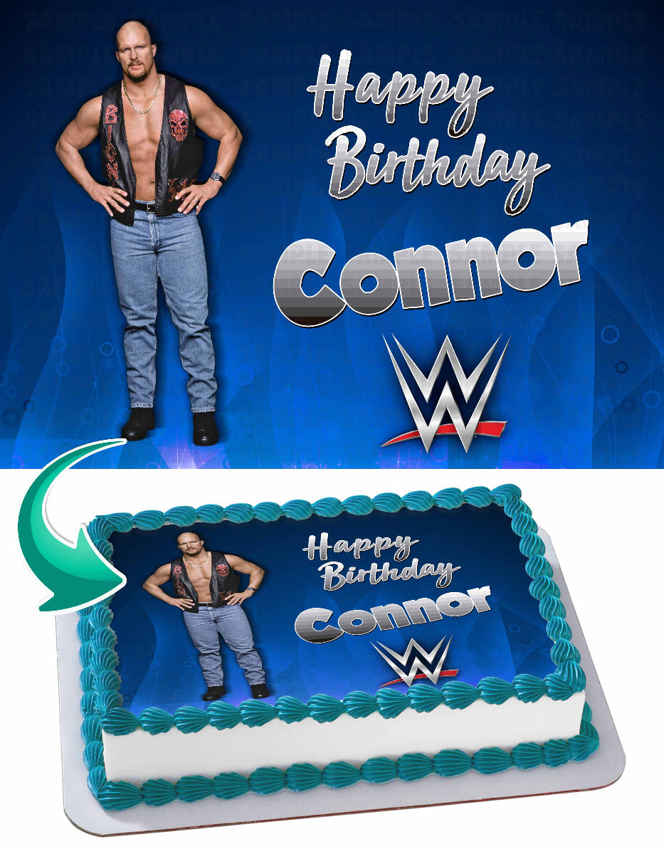 Stone Cold WrestleMania Wrestler W Edible Cake Topper