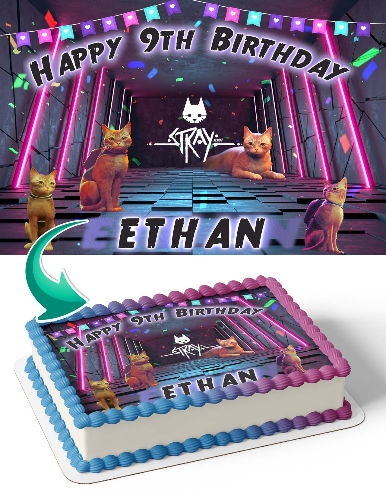 Stray Game Cat Edible Cake Topper