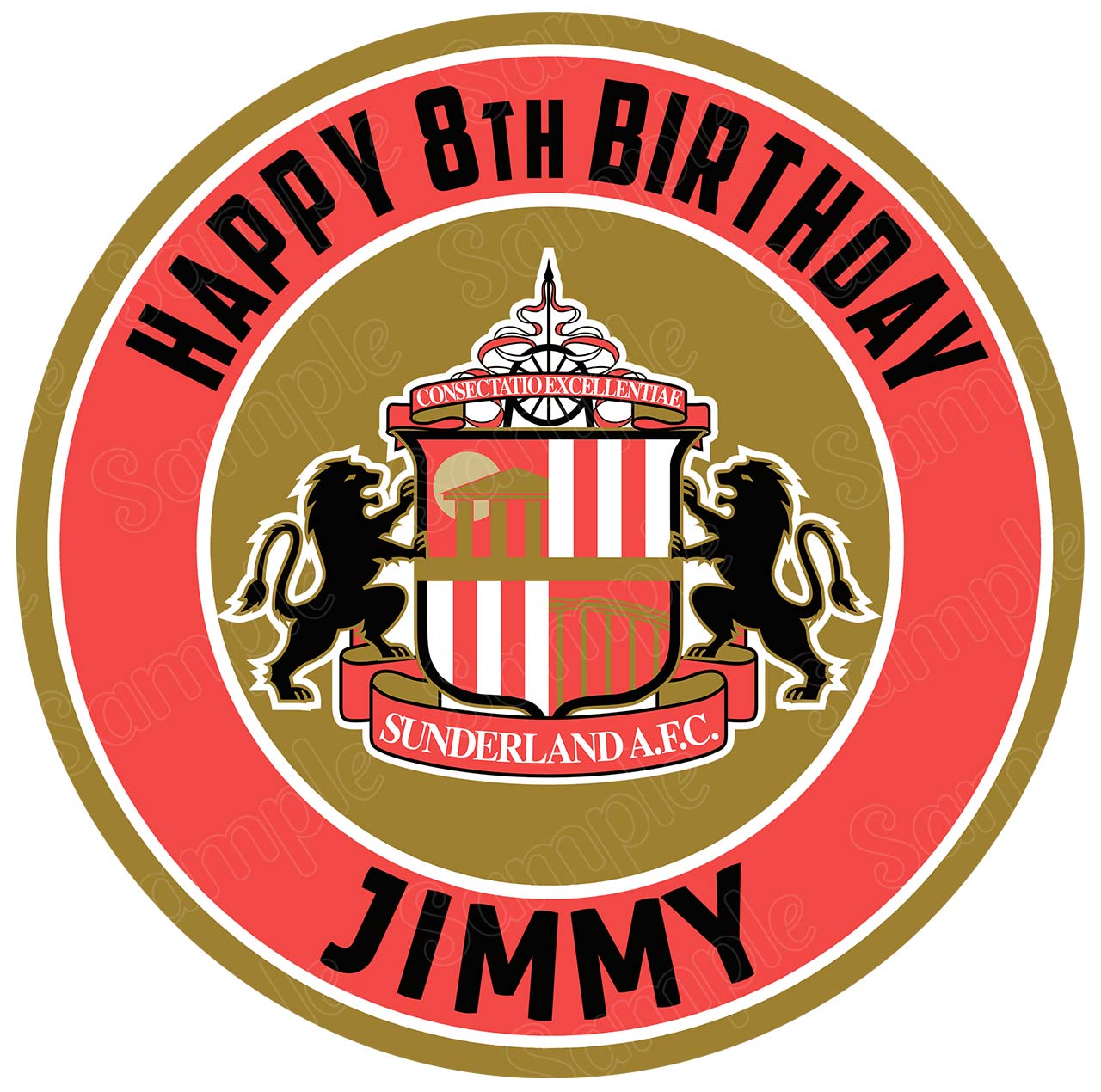 Sunderland AFC Round – Icing Sheet Birthday - Personalized Edible Cake Topper | Custom Icing Sheet | Birthday Cake Decoration | Photo Cake Image