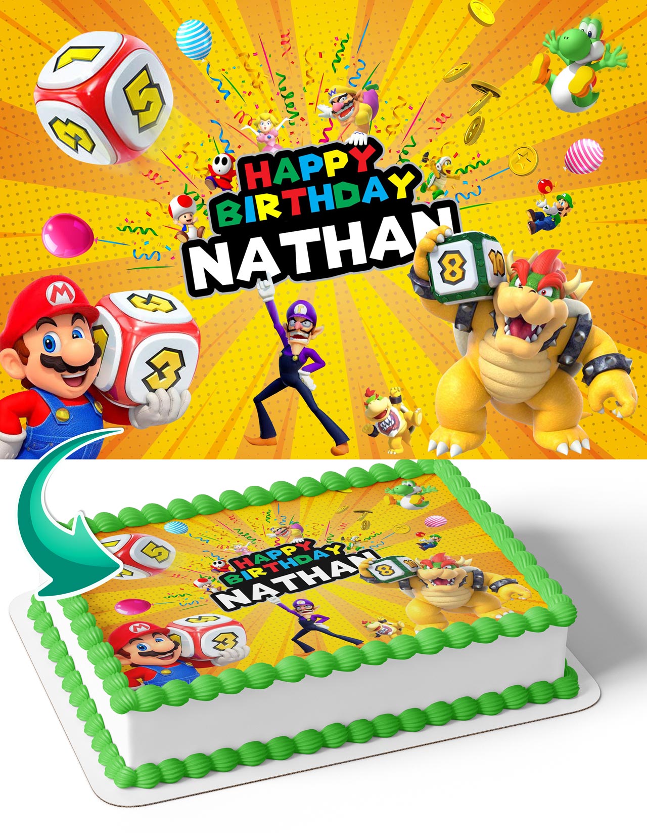 Super Brother Maro Party Edible Cake Topper