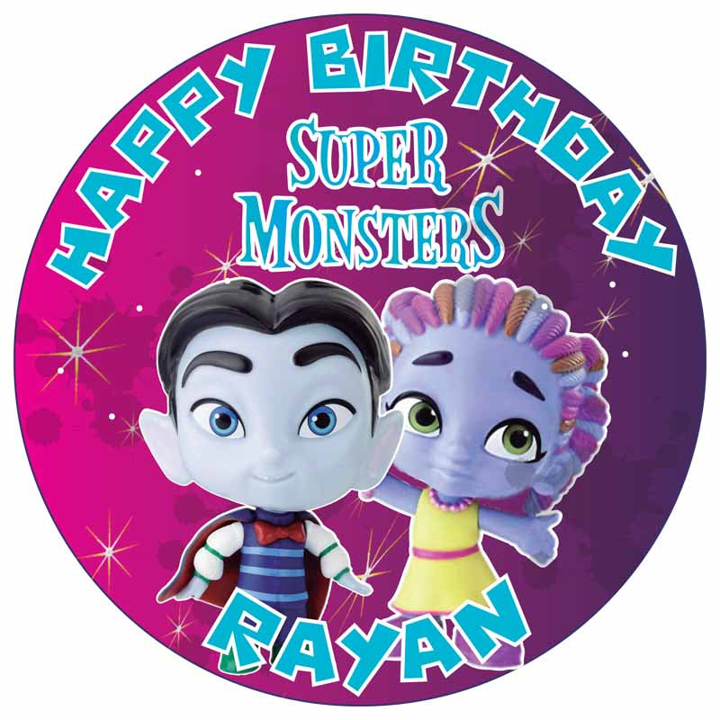 Super Monsters Round – Icing Sheet Birthday - Personalized Edible Cake Topper | Custom Icing Sheet | Birthday Cake Decoration | Photo Cake Image